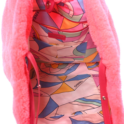 Chanel Terry Cloth Quilted Coco Beach Large Shopping Tote Pink 5 of 10