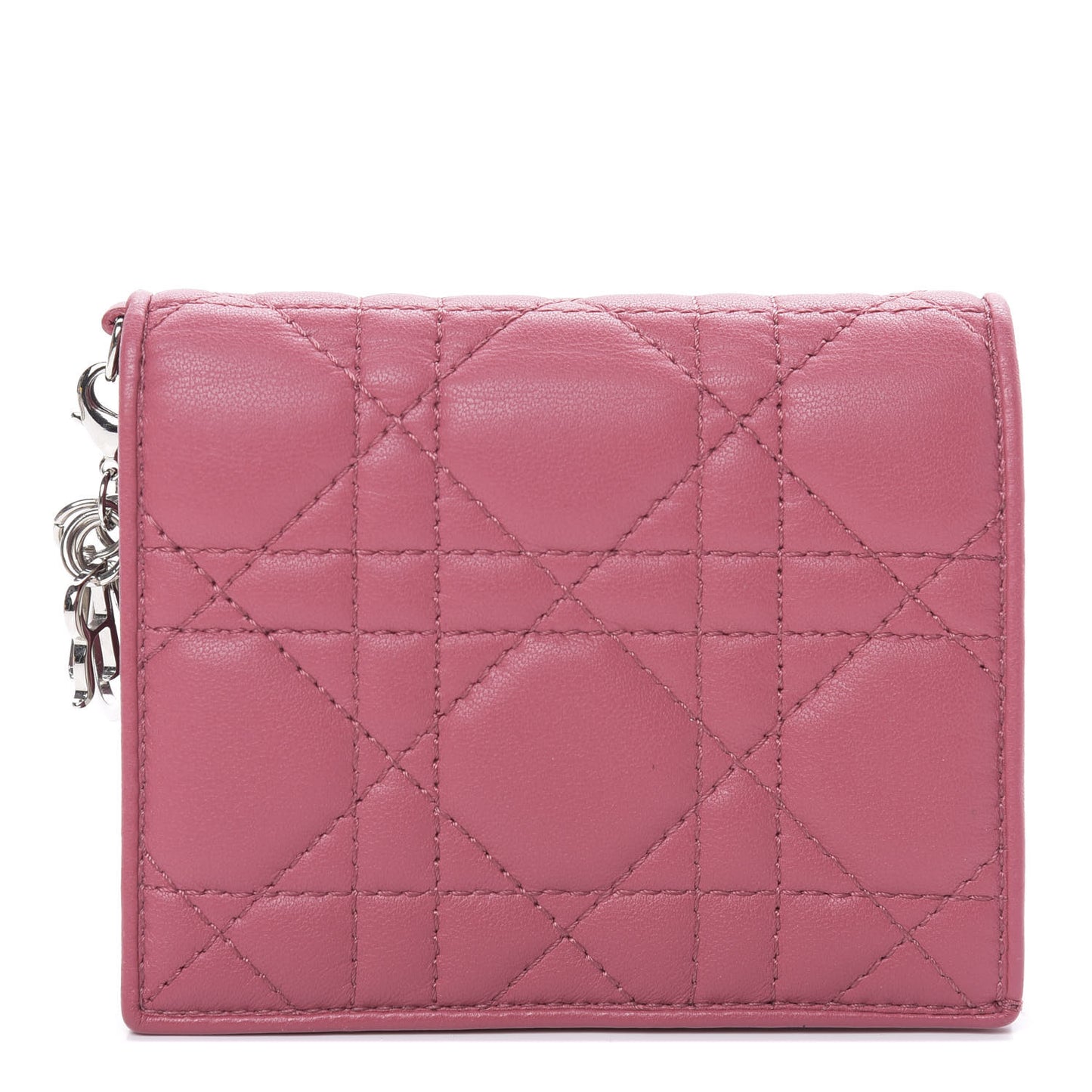 Lambskin Cannage Mini Lady Dior Wallet Pink