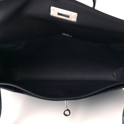 Hermes Evergrain Matte Alligator Kelly Depeches 25 Pouch Black Bleu Nuit 5 of 12