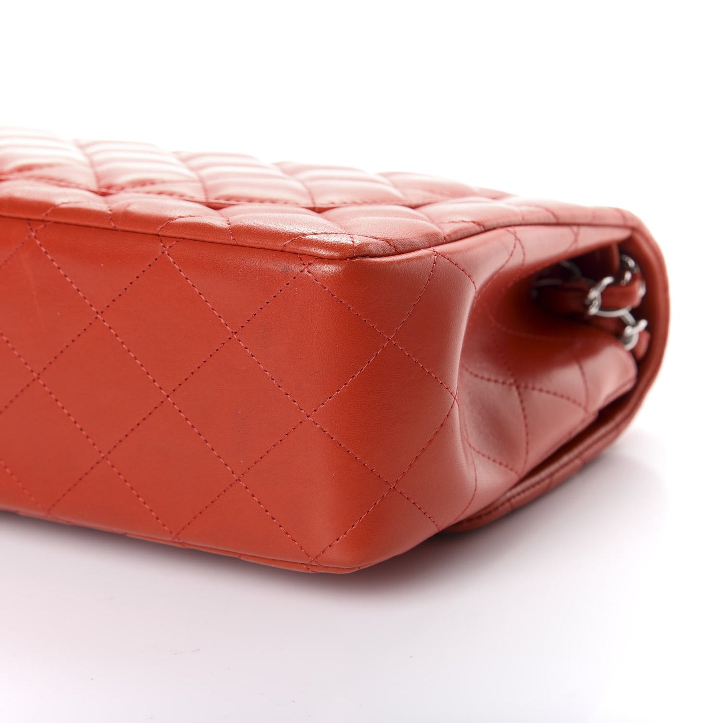 Lambskin Quilted Jumbo Double Flap Red