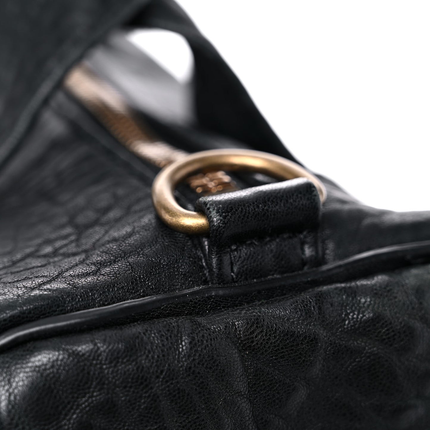 Pebbled Lambskin Rocco Black Antique Brass Hardware