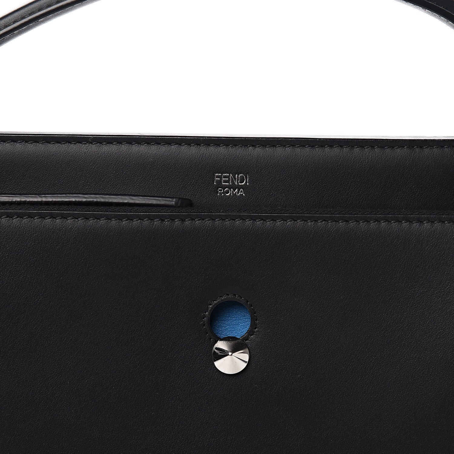 Fendi Vitello Baltico Dolce DotCom Satchel Black Blue Royal 12 of 12