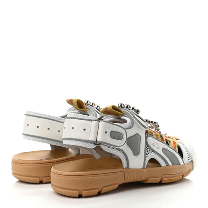 Gucci Mesh Fabric Tinsel Sport Sandals 36 White Silver 3 of 4