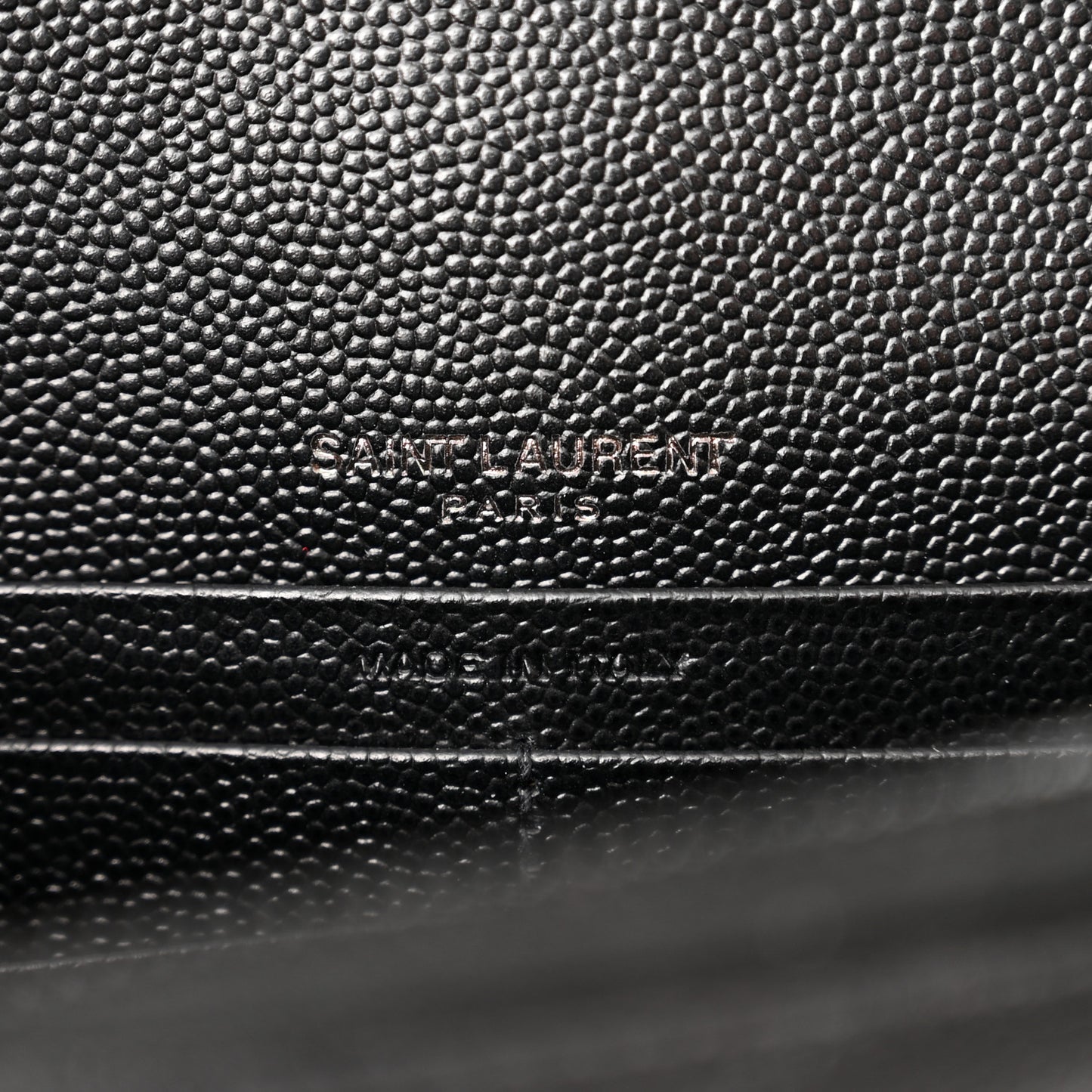 Grain De Poudre Matelasse Chevron Monogram Monochrome Envelope Chain Wallet Black
