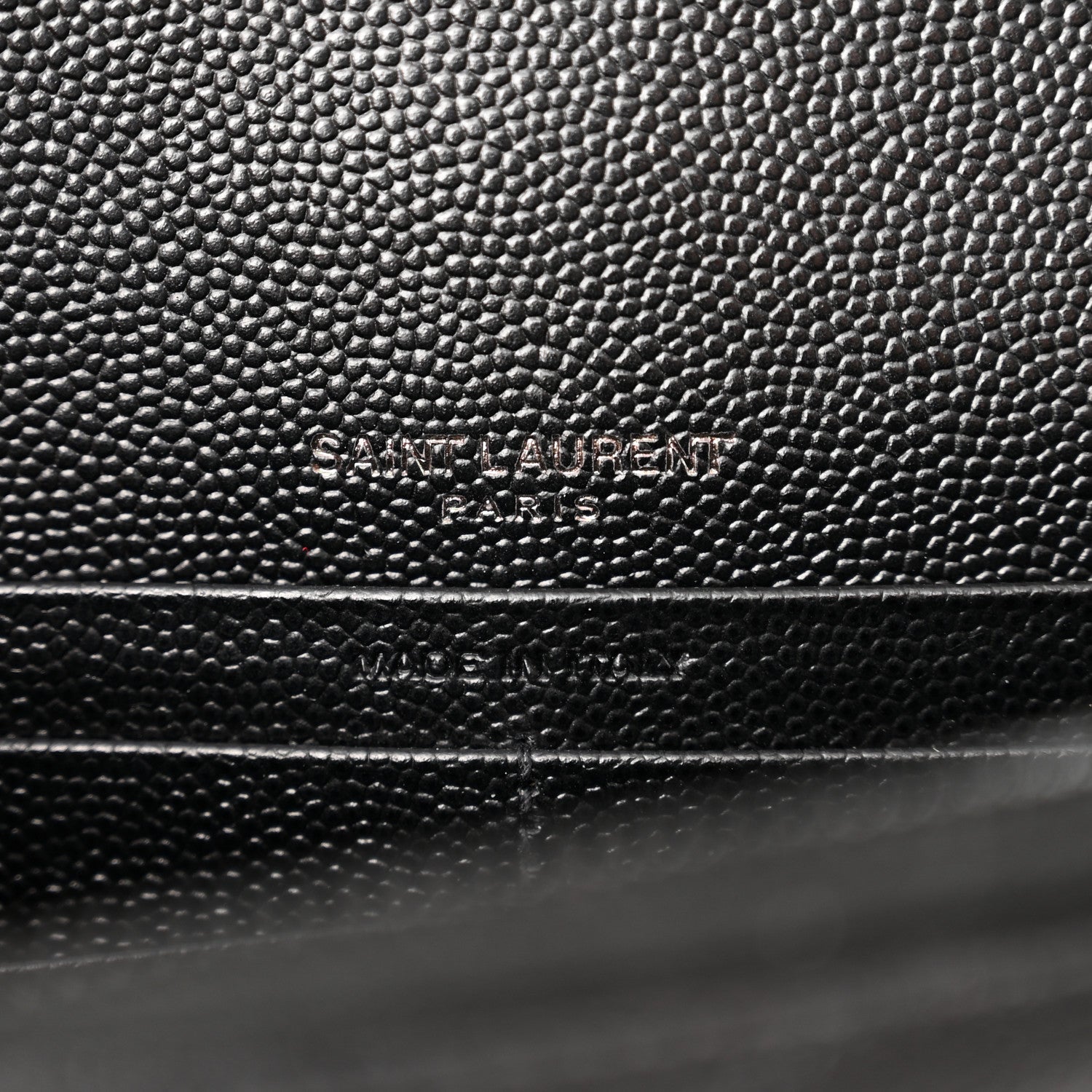 Saint Laurent Grain De Poudre Matelasse Chevron Monogram Monochrome Envelope Chain Wallet Black 6 of 10