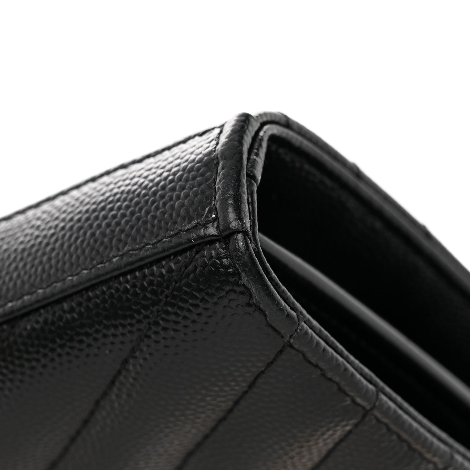 Saint Laurent Grain De Poudre Matelasse Chevron Monogram Chain Wallet Black 15 of 18
