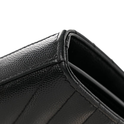 Saint Laurent Grain De Poudre Matelasse Chevron Monogram Chain Wallet Black 15 of 18