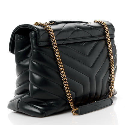 Saint Laurent Calfskin Y Quilted Monogram Medium Loulou Chain Satchel Black 3 of 13