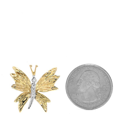Tiffany 18K Yellow White Gold Diamond Butterfly Brooch Pin 2 of 5