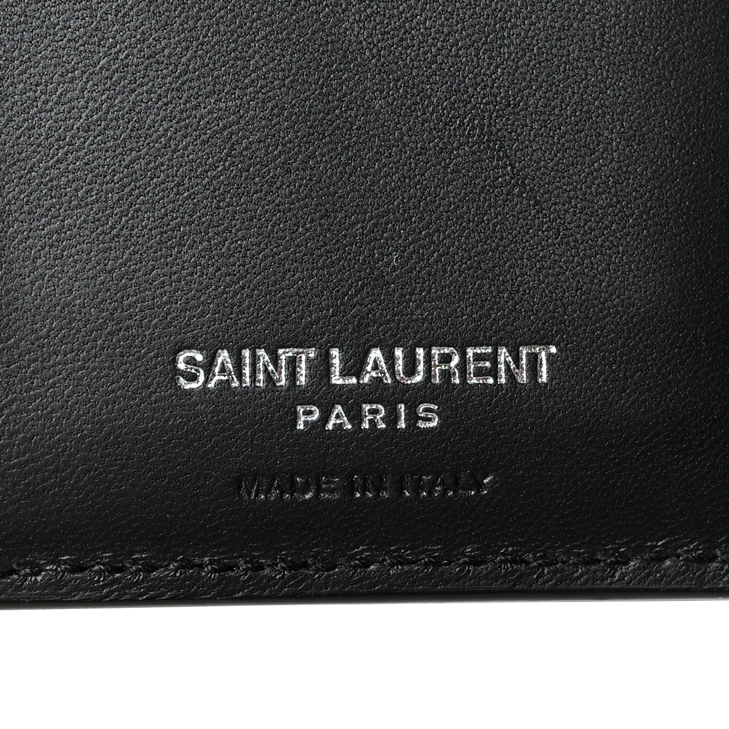 Saint Laurent Calfskin Crocodile Embossed Monogram Credit Card Wallet Black 6 of 8