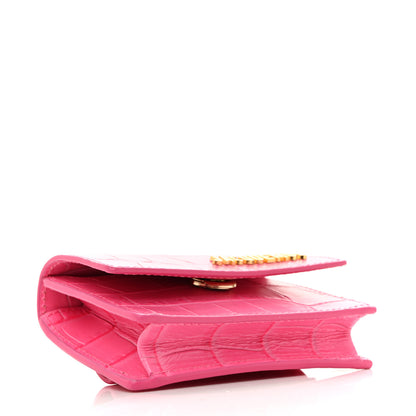 Jacquemus Calfskin Crocodile Embossed La Ceinture Bello Double Tour Belt Bag Pink 4 of 12