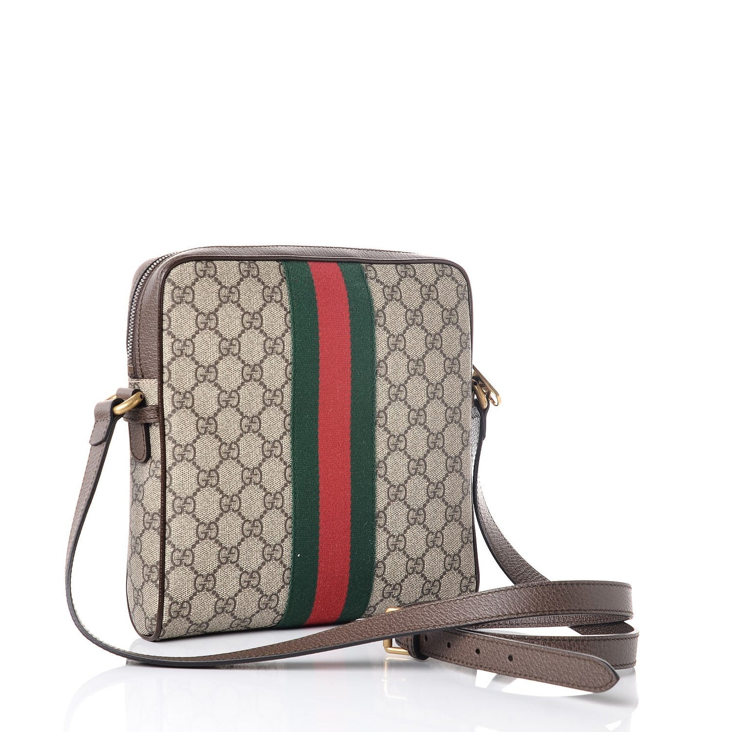 GG Supreme Monogram Web Small Ophidia Messenger Bag Brown