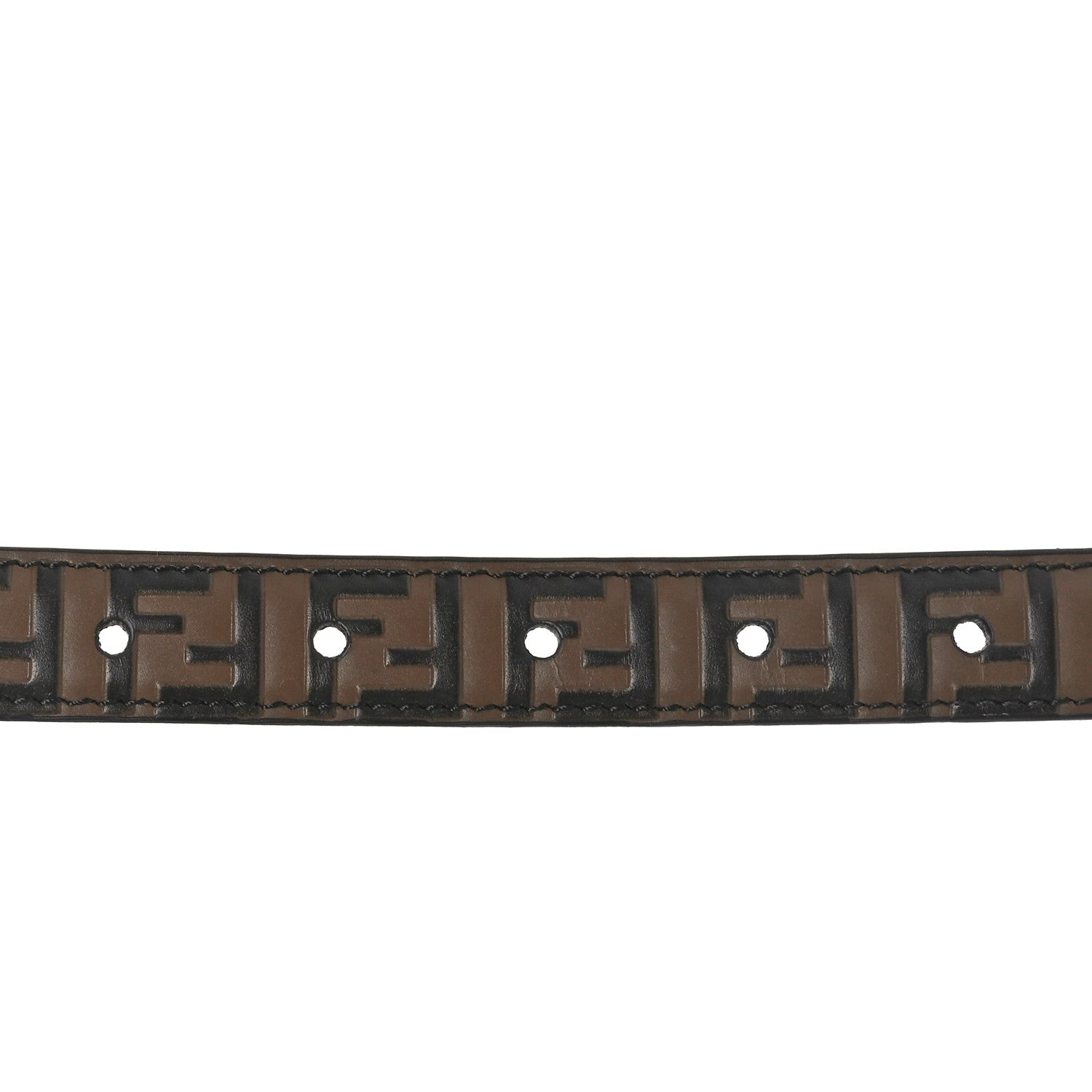 Fendi Cuoio Romano Glazed Fabric FF 1974 Reversible Belt 85 34 Black Tobacco 3 of 7