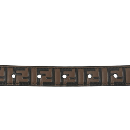 Fendi Cuoio Romano Glazed Fabric FF 1974 Reversible Belt 85 34 Black Tobacco 3 of 7