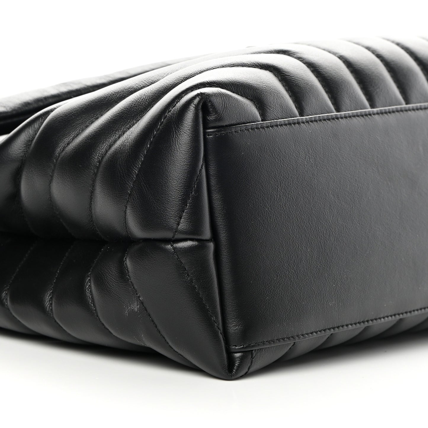 Calfskin Y Quilted Monogram Monochrome Medium Loulou Chain Satchel Black