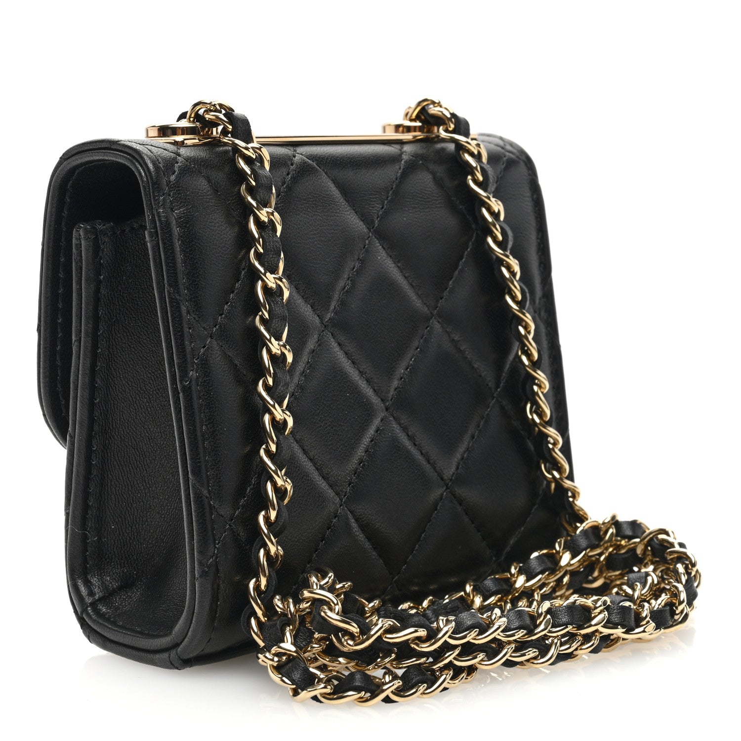 Chanel Lambskin Quilted Mini Trendy CC Clutch With Chain Black 3 of 10