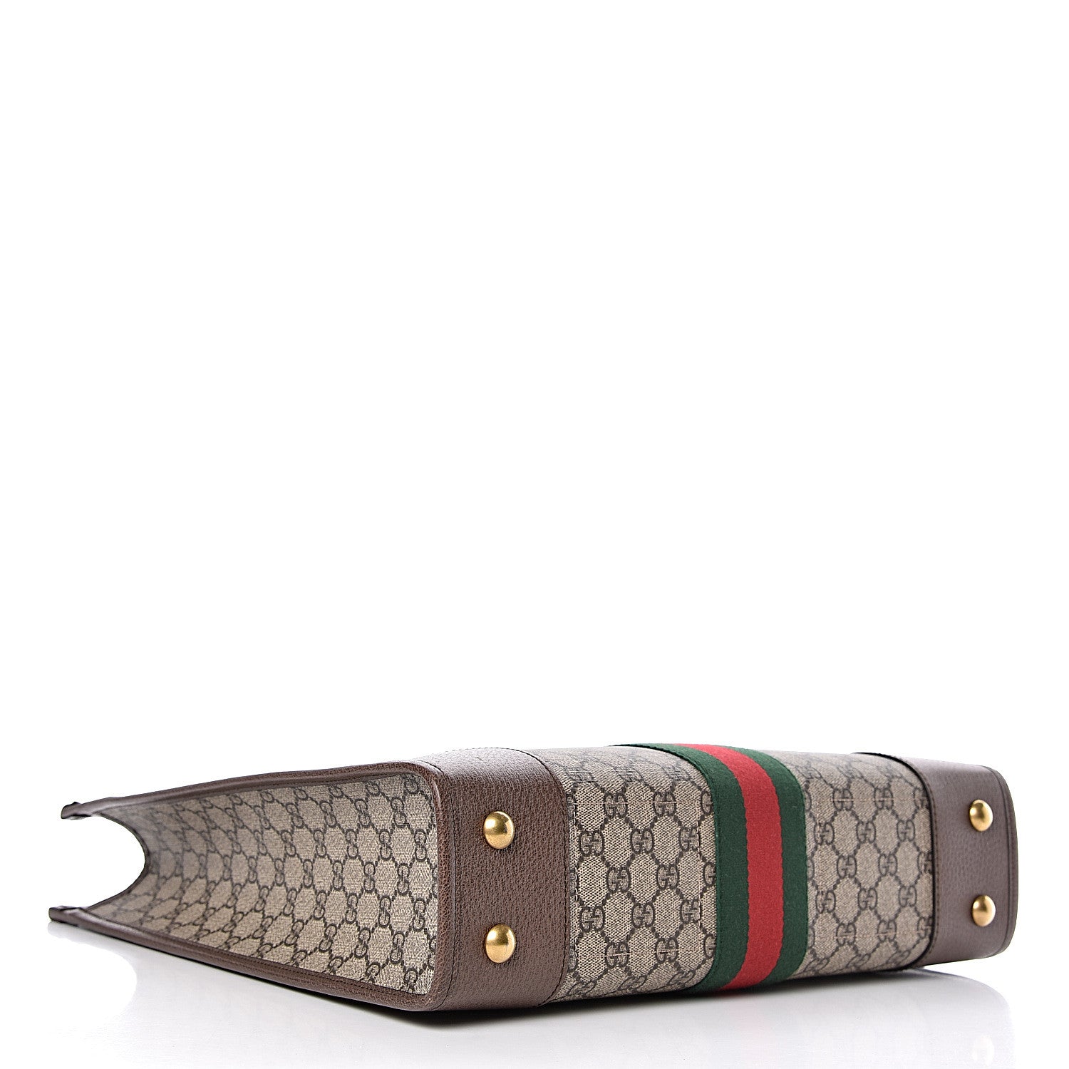Gucci GG Supreme Monogram Textured Calfskin Web Medium Ophidia Slip Handle Tote Beige Ebony New Acero 5 of 11