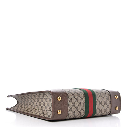 Gucci GG Supreme Monogram Textured Calfskin Web Medium Ophidia Slip Handle Tote Beige Ebony New Acero 5 of 11
