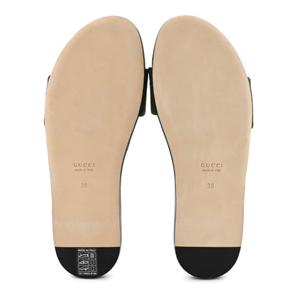 Gucci New Canvas Monogram GG Granada Kid Horsebit Slide Sandals 38 Dark Green 6 of 10