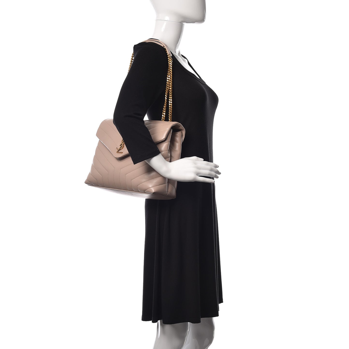 Calfskin Y Quilted Monogram Medium Loulou Chain Satchel Light Natural
