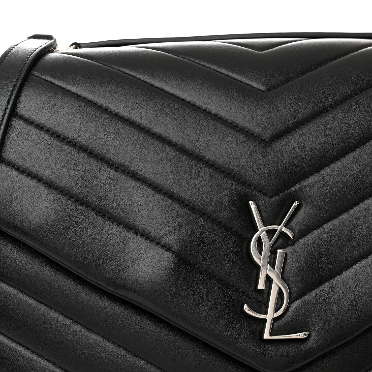 Saint Laurent Calfskin Y Quilted Monogram Large Loulou Chain Satchel Black 10 of 10