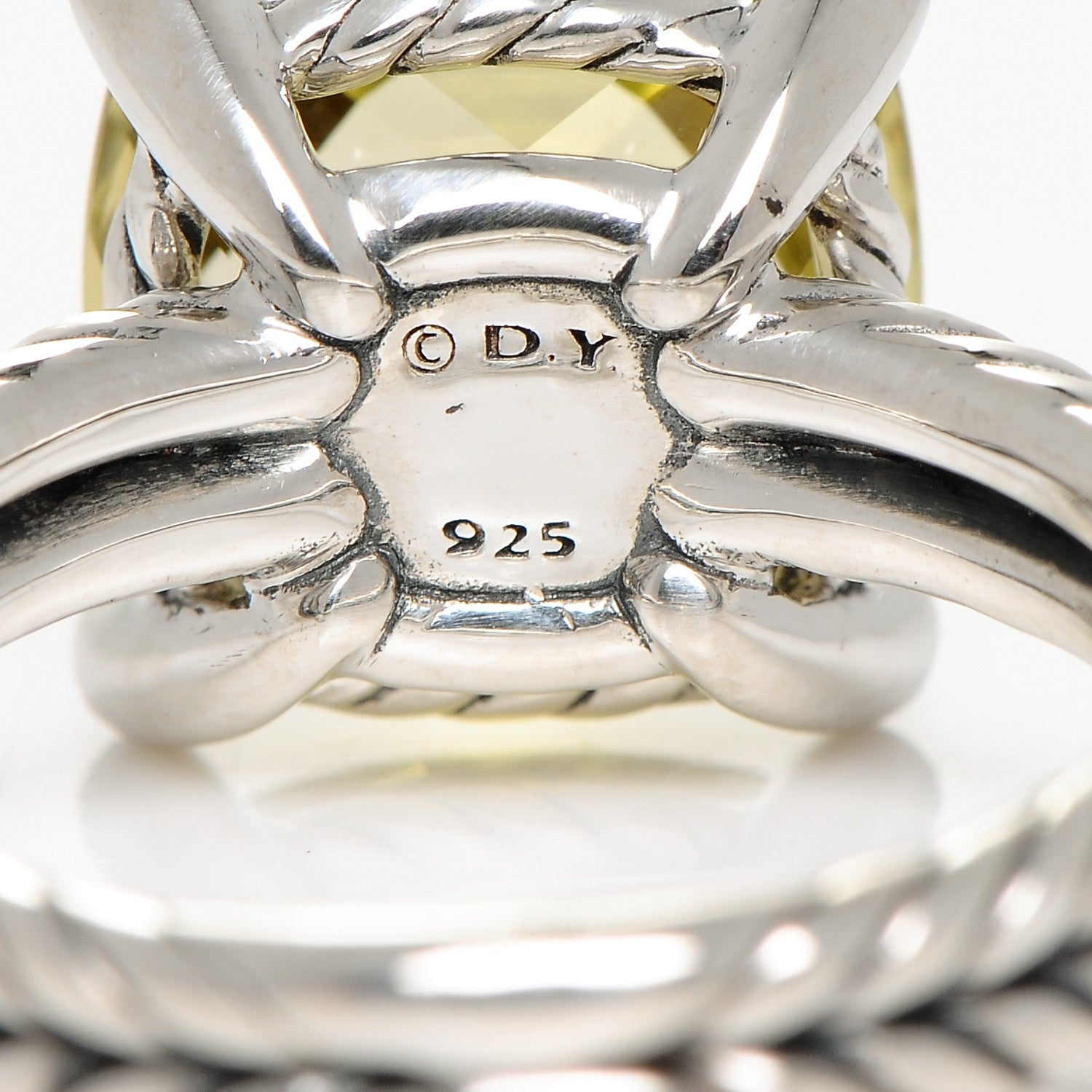 David Yurman Sterling Silver Diamond Lemon Citrine 11mm Chatelaine Ring 50 5.5 4 of 4