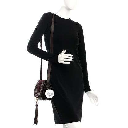 Chloe Suede Calfskin Braided Mini Marcie Round Crossbody Bag Carbon Brown 2 of 8