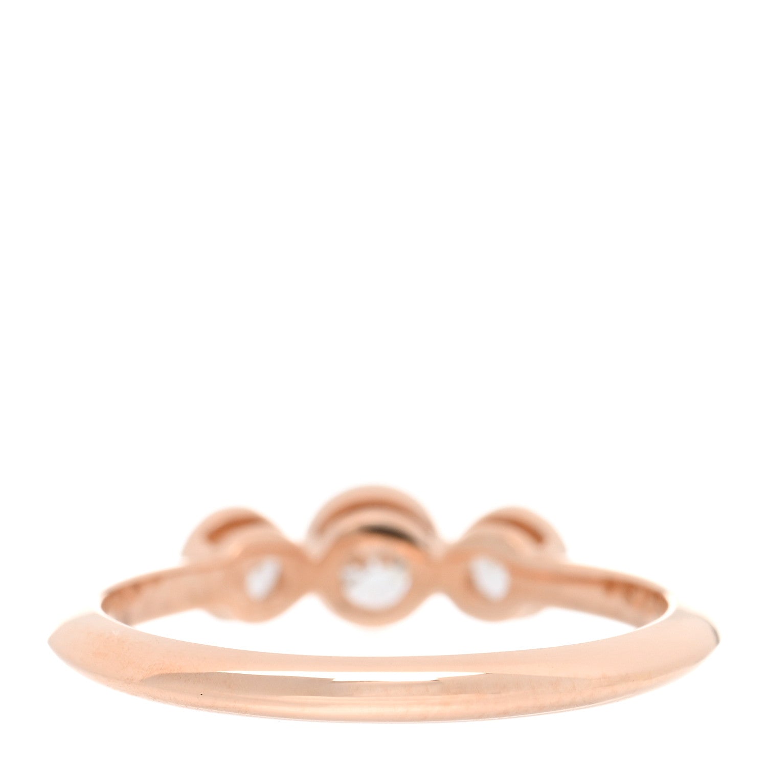 Tiffany 18K Rose Gold Diamond Three Stone Milgrain Ring 48 4.5 3 of 5