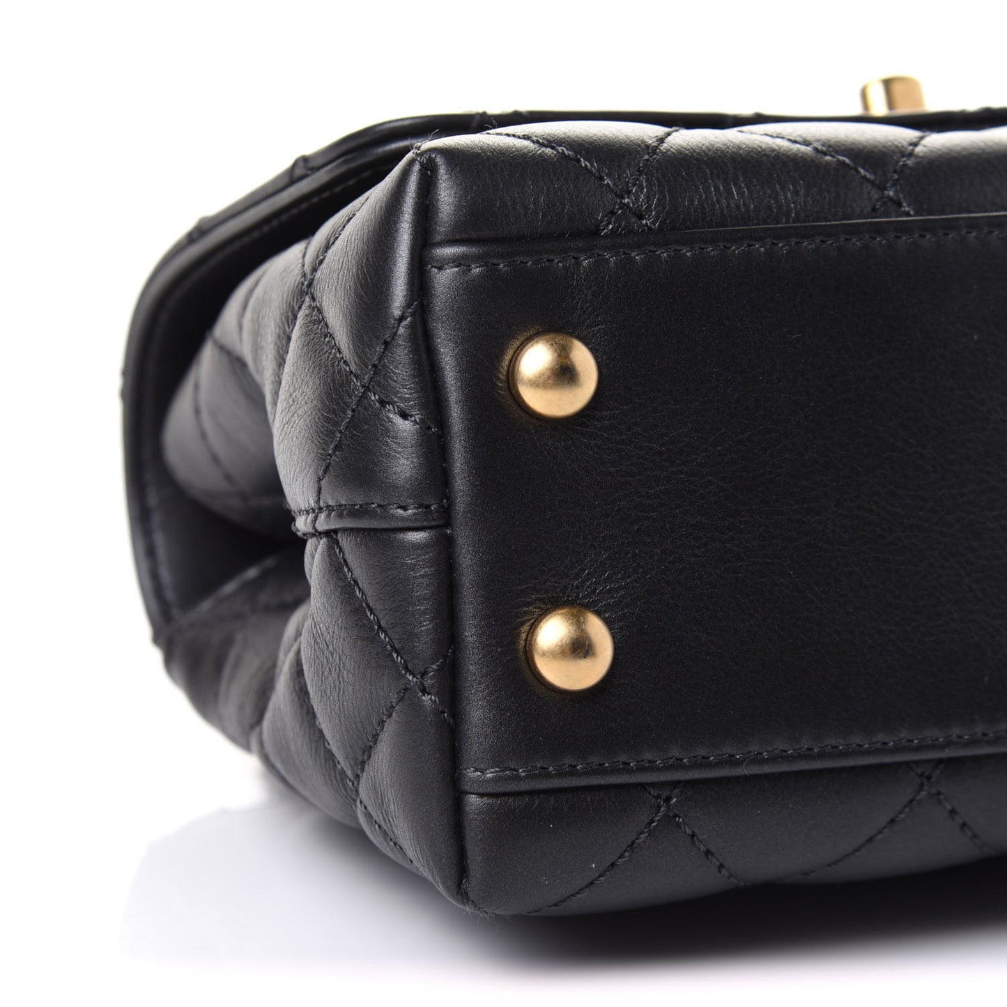 Calfskin Strass Quilted Extra Mini Coco Handle Flap Dark Grey