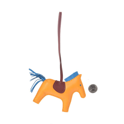 Hermes Milo Lambskin Grigri Rodeo Horse Bag Charm MM Jaune D'Or Bleu Zanzibar Rouge H 2 of 5
