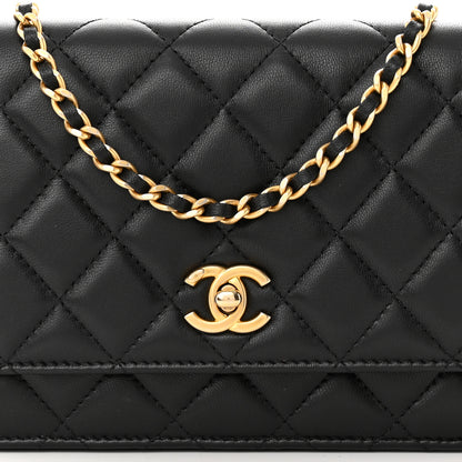 Chanel Lambskin Quilted Pearl Crush Wallet On Chain WOC Black 9 of 12