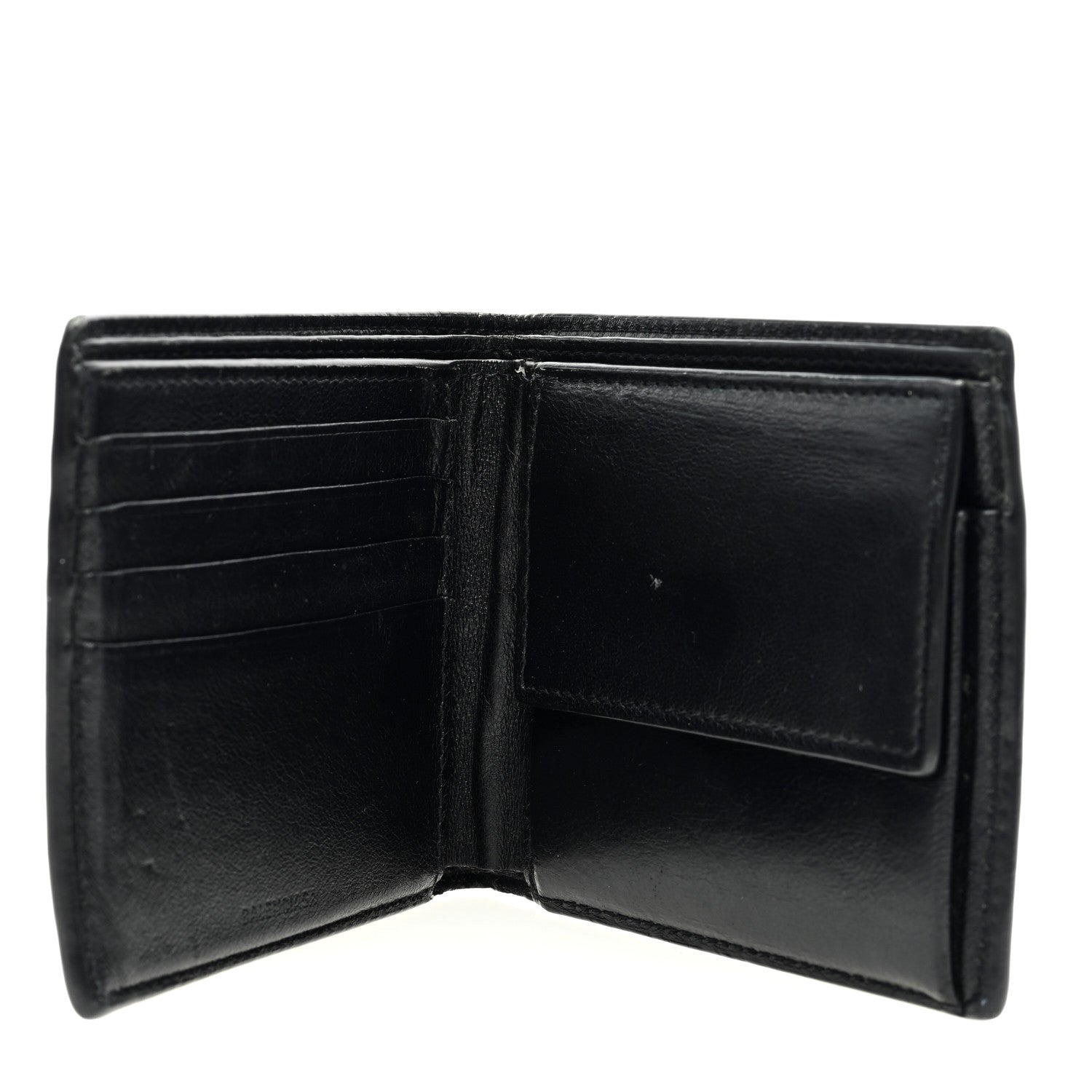 Balenciaga Calfskin Paris Logo Cash Square Bi-Fold Wallet Black White 5 of 8