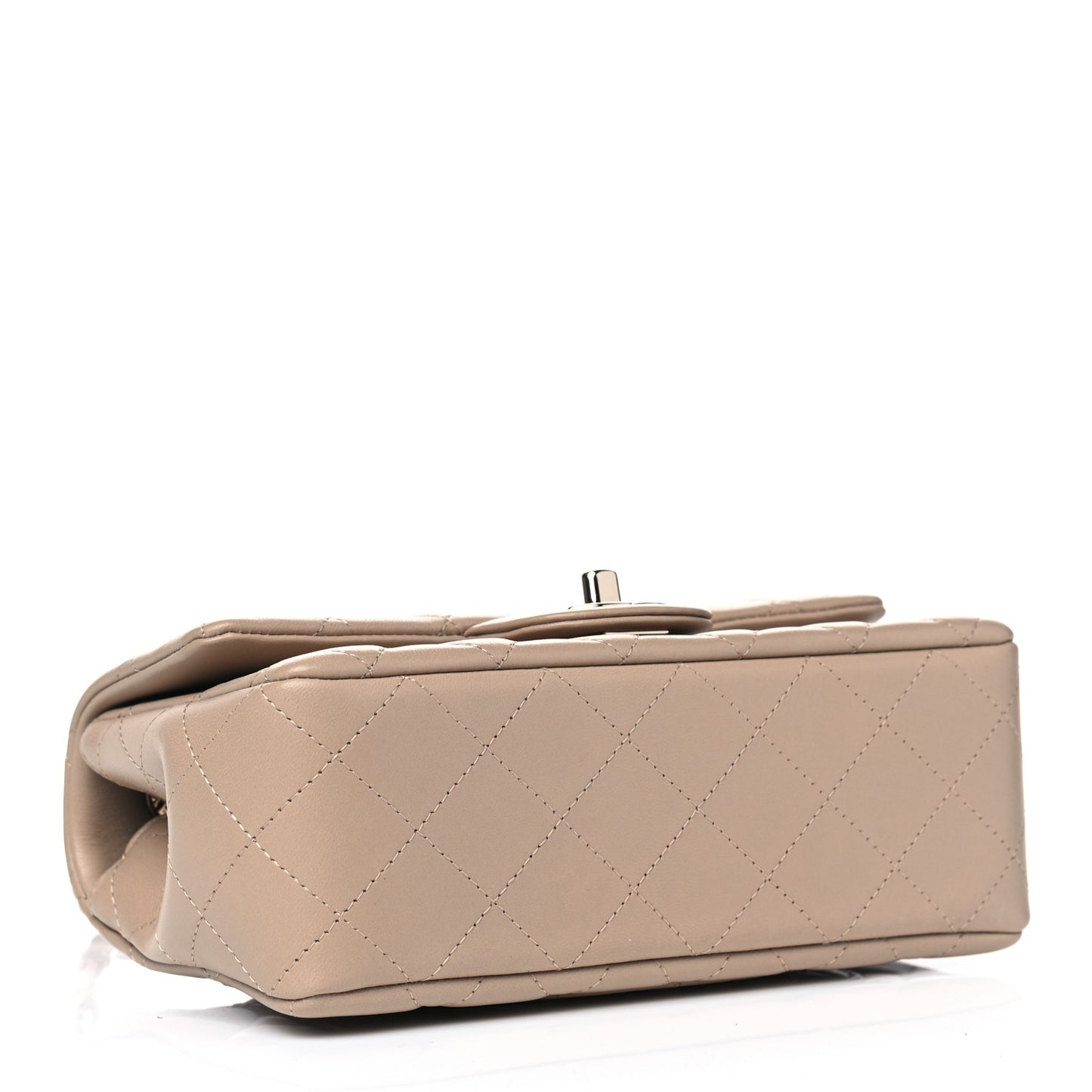 Lambskin Quilted Mini Rectangular Flap Dark Beige