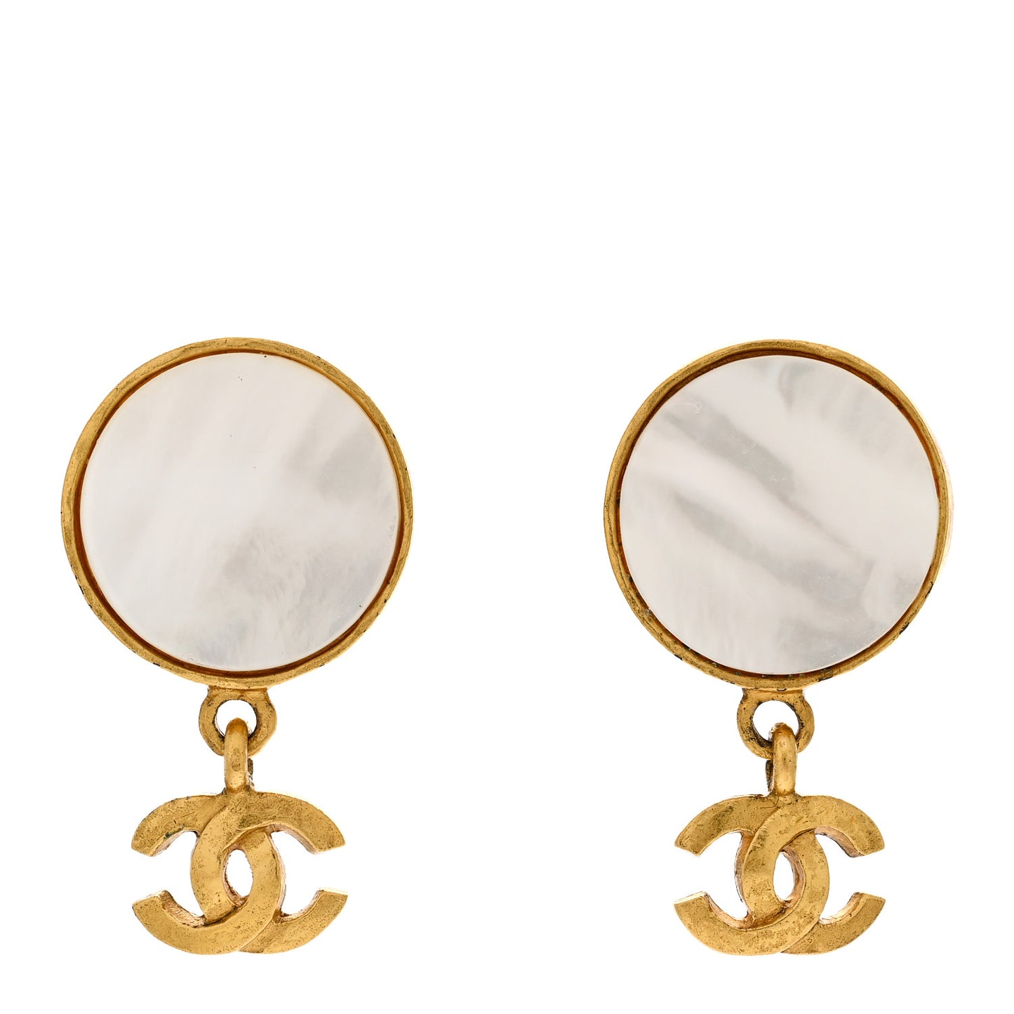 Metal CC Round Clip On Earrings Gold