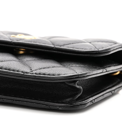 Chanel Lambskin Quilted Pearl Crush Clutch With Chain Black 11 of 12