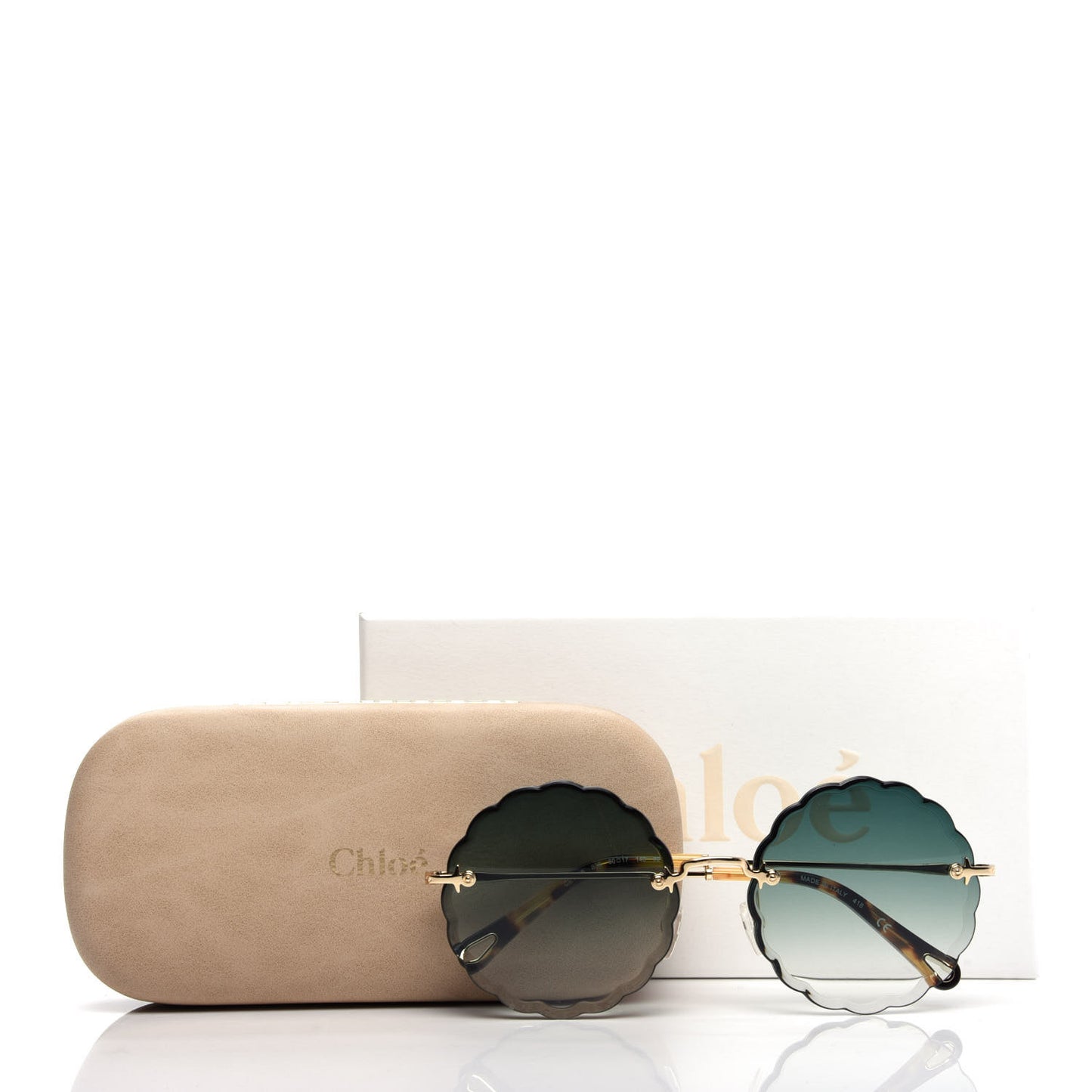 Rosie Bevelled Round Sunglasses CE142S Gold Gradient Green