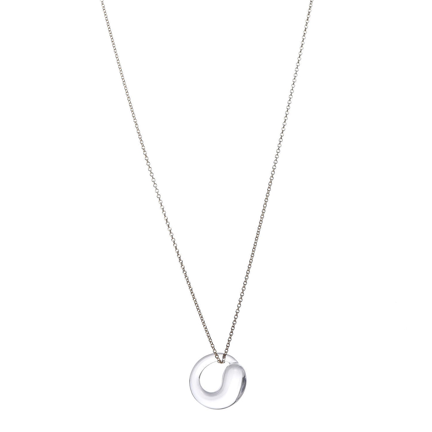 18K Yellow Gold Quartz Elsa Peretti Eternal Circle Pendant Necklace