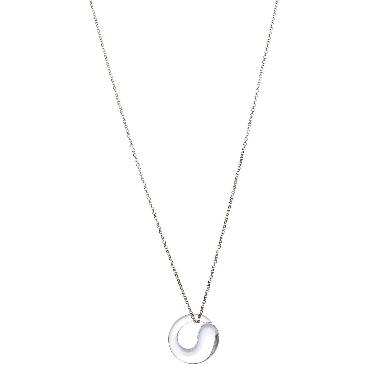 Tiffany 18K Yellow Gold Quartz Elsa Peretti Eternal Circle Pendant Necklace 1 of 6