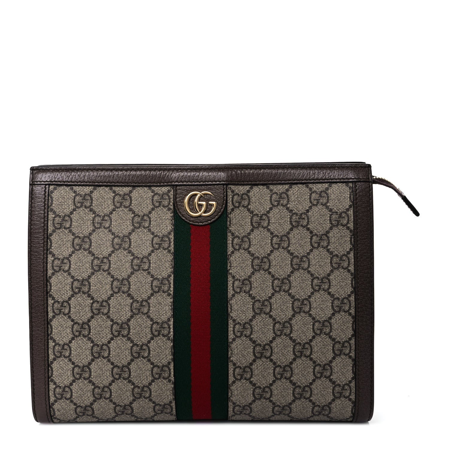 Gucci GG Supreme Monogram Web Ophidia Pouch Brown 1 of 13