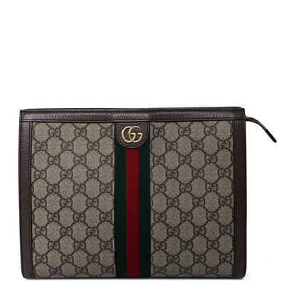 Gucci GG Supreme Monogram Web Ophidia Pouch Brown 1 of 13