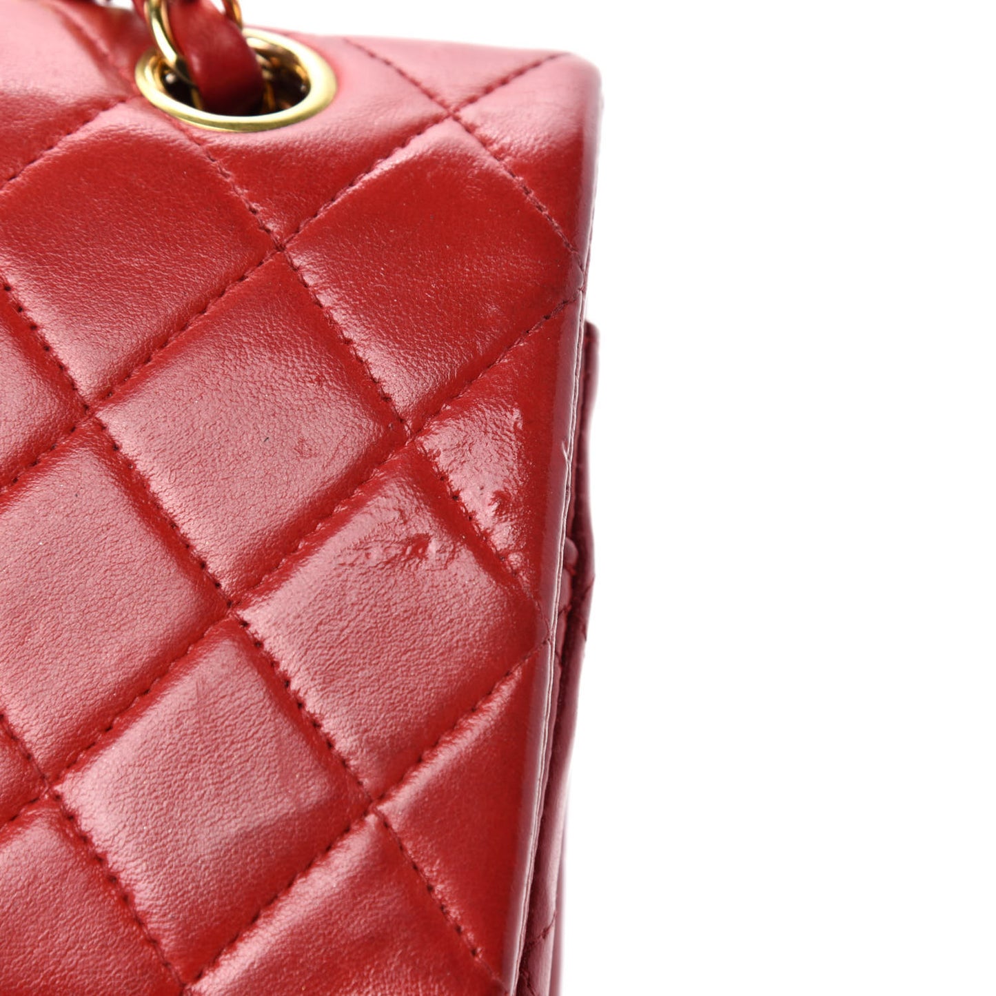 Lambskin Quilted Medium Double Flap Red