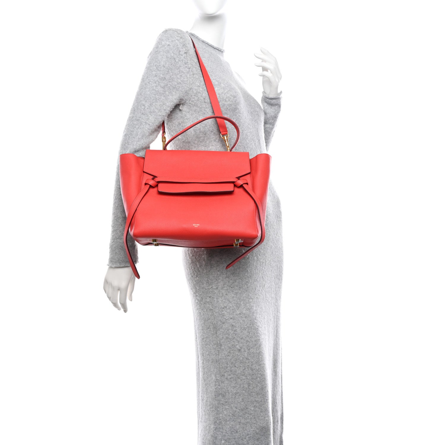 Celine Grained Calfskin Mini Belt Bag Coral Orange 2 of 10