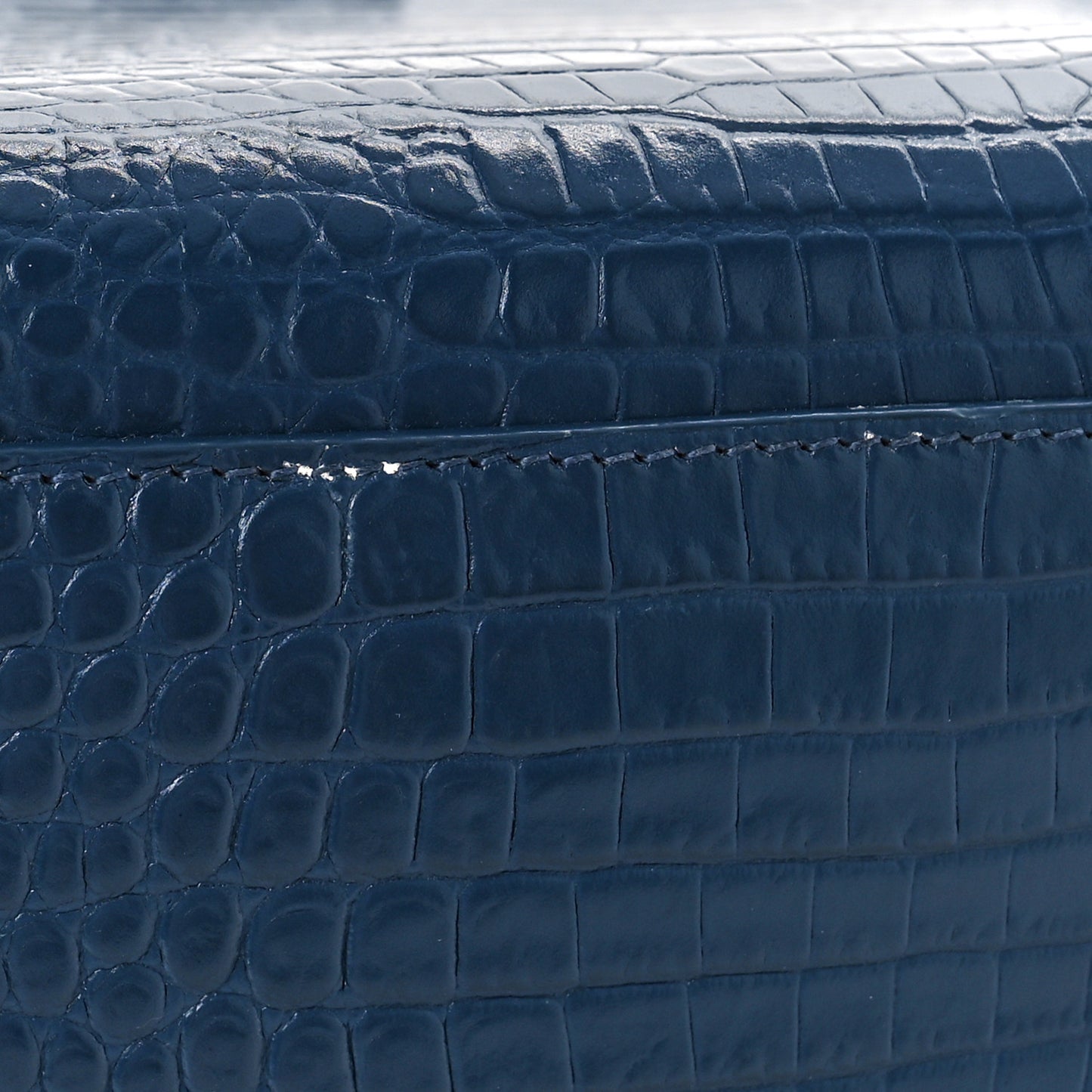 Calfskin Crocodile Embossed Small Sac de Jour Blue