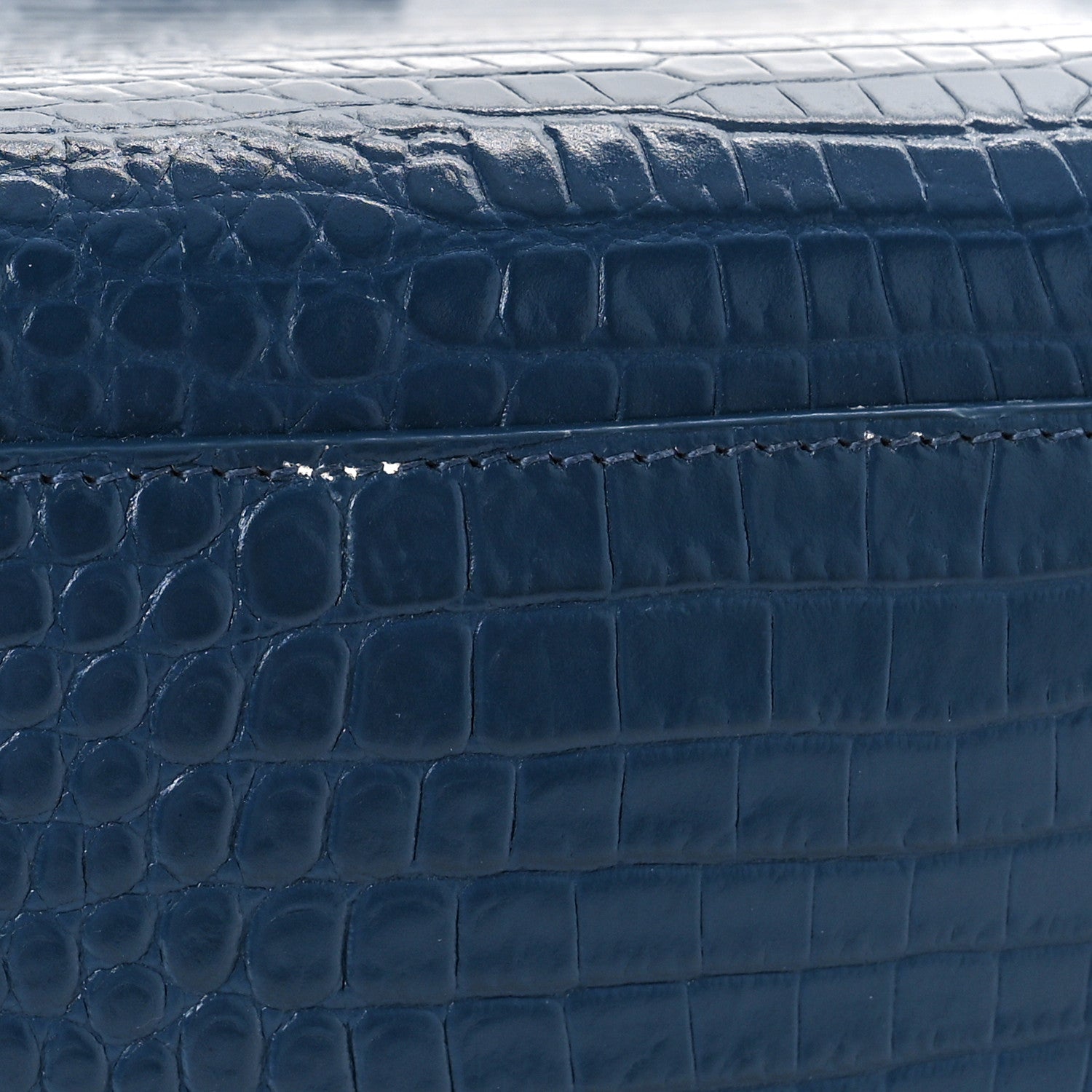 Saint Laurent Calfskin Crocodile Embossed Small Sac de Jour Blue 11 of 14