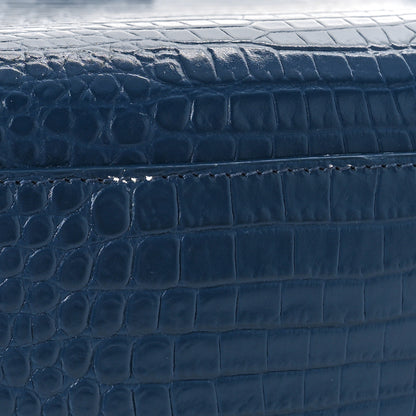 Saint Laurent Calfskin Crocodile Embossed Small Sac de Jour Blue 11 of 14