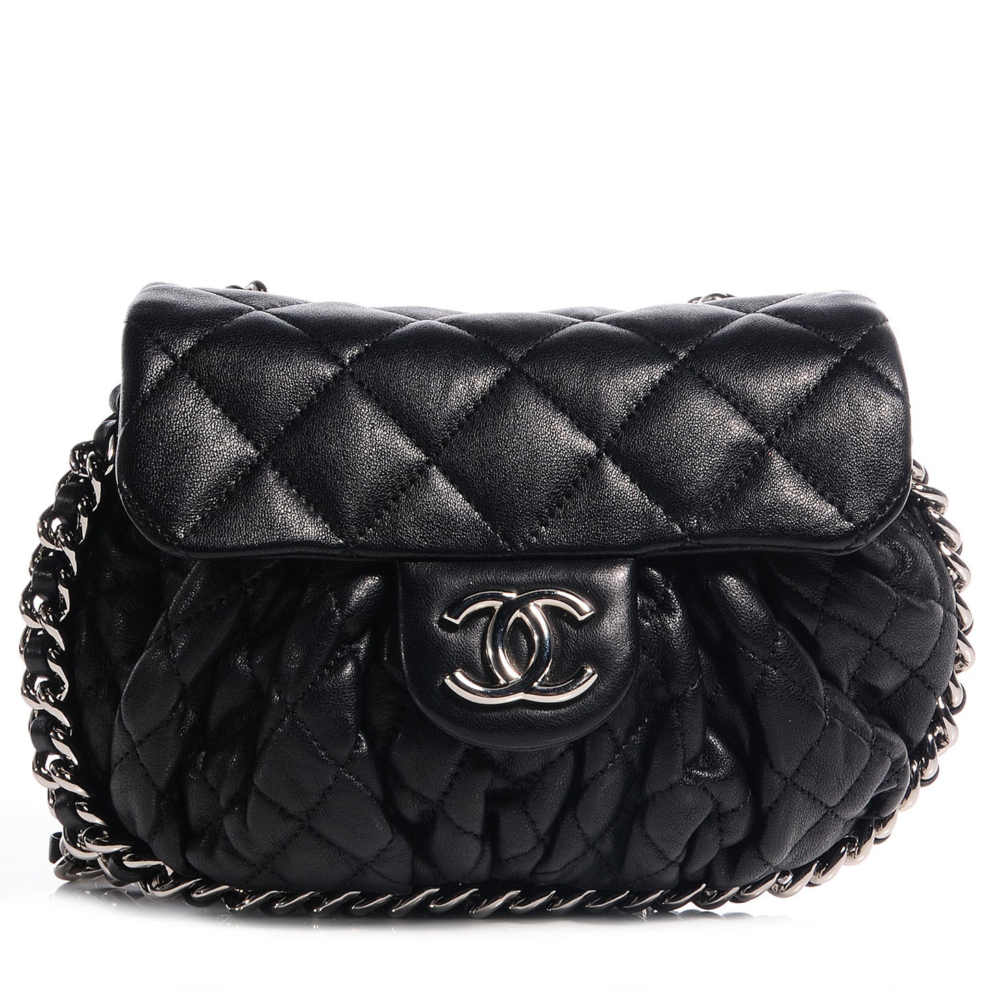 Washed Lambskin Mini Chain Around Messenger Black