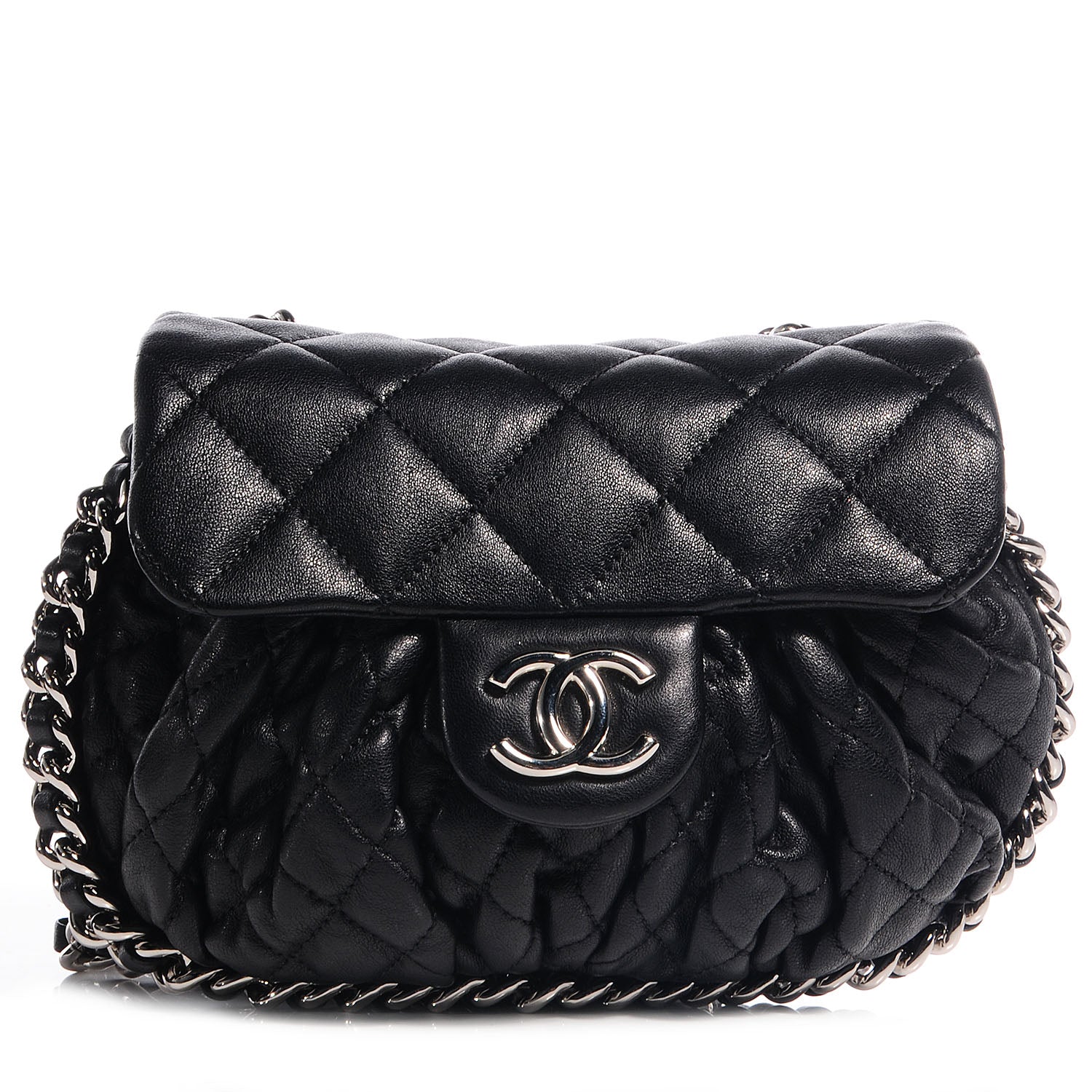 Chanel Washed Lambskin Mini Chain Around Messenger Black 1 of 9