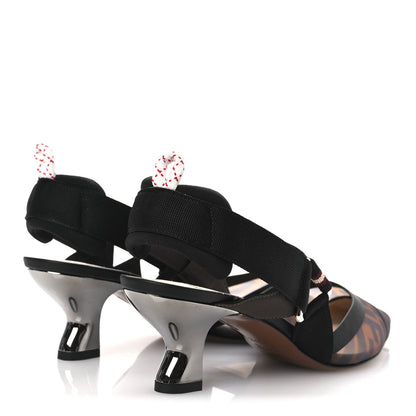 Fendi Technical Mesh FF Colibri 55mm Slingback Pumps 37.5 Tobacco Moro Bordeaux Black Militare 5 of 12