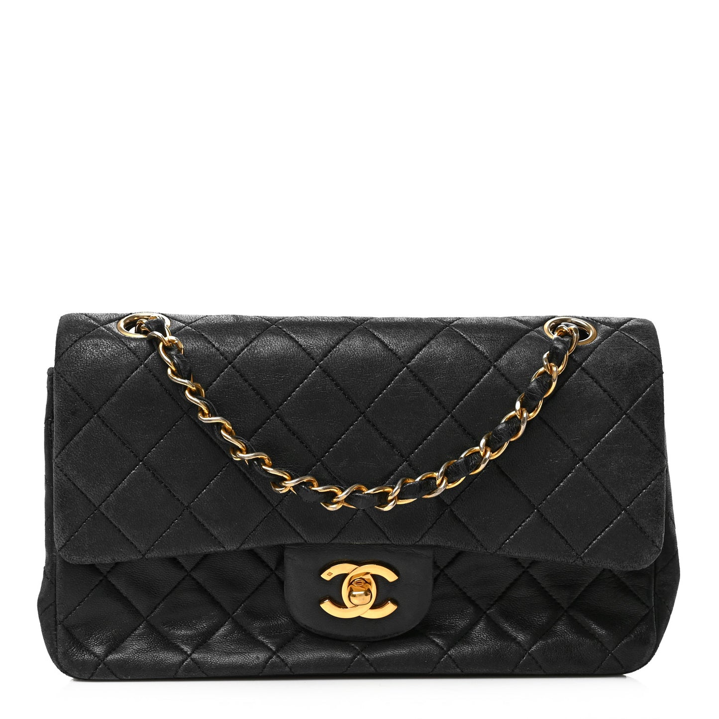 Lambskin Quilted Small Double Flap Black