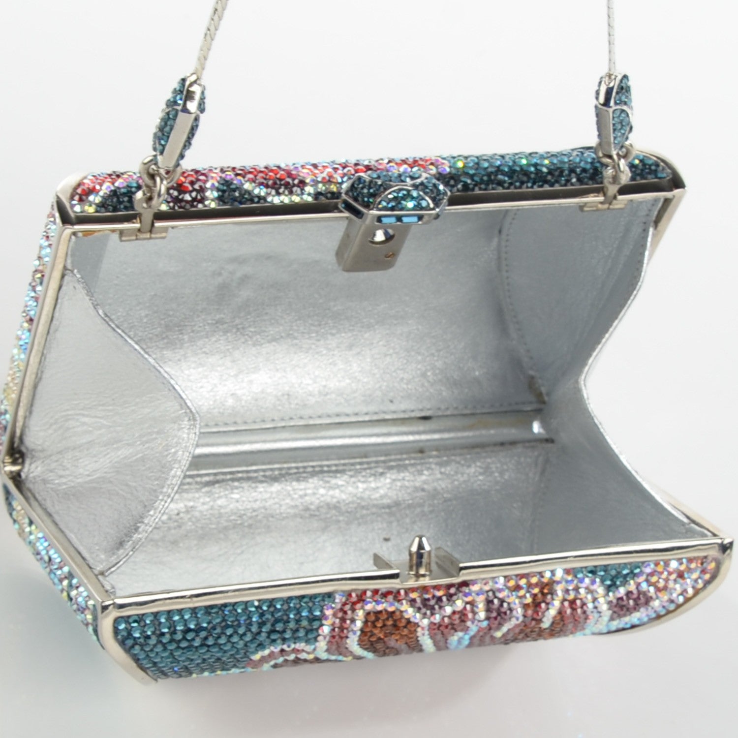 Judith Leiber Swarovski Crystal Flower Minaudiere Clutch 5 of 6